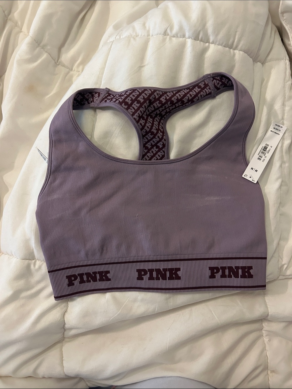 PINK Victoria's Secret Seamless Racerback Sports Bra - Lavender Plum